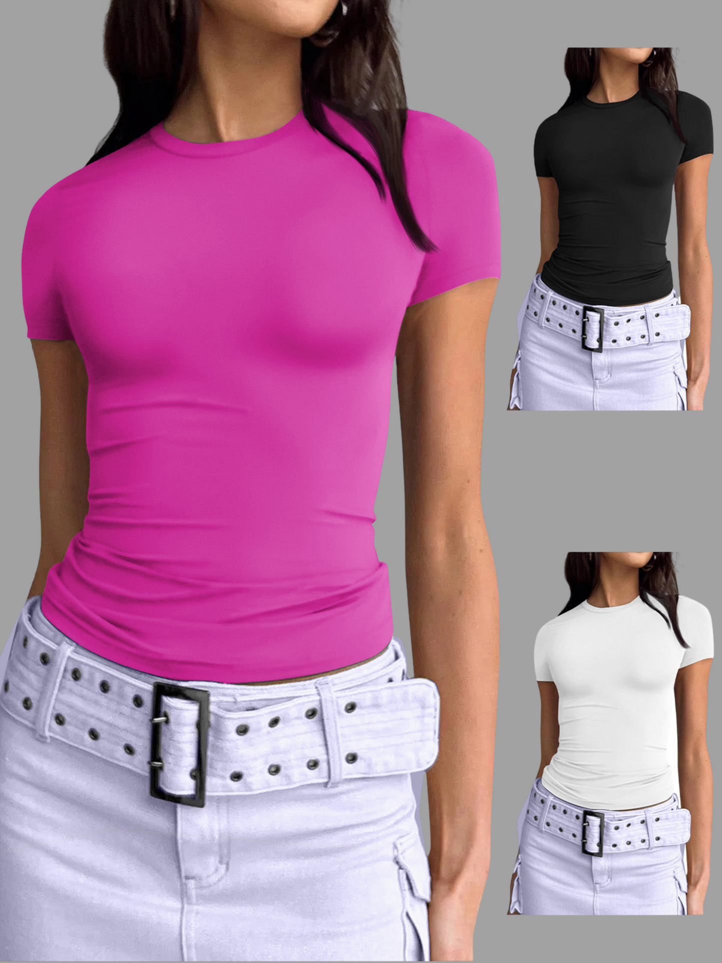 3 Piece Short-Sleeved Top Slim Fit